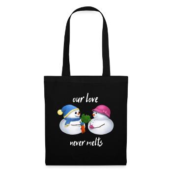 Our love never melts - Schneemann Paar - Stoffbeutel - Schwarz - Vorne