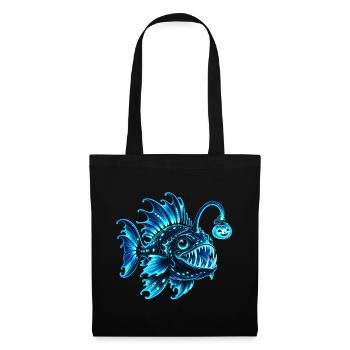 Blauer biolumineszenter Laternenfisch - Stoffbeutel - Schwarz - Vorne