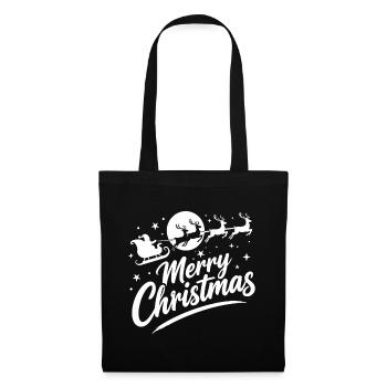 Weihnachtlicher Rentier-Schlittenzauber - Stoffbeutel - Schwarz - Vorne