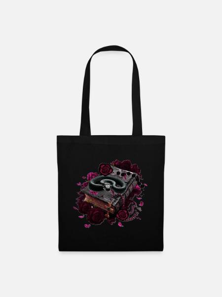 Gothic Academia Schlange Buch T-Shirt - Stoffbeutel - Schwarz
