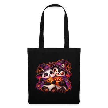 Pand'Halloween Panda-Kuschung (Yin-Yang) - Stoffbeutel - Schwarz - Vorne
