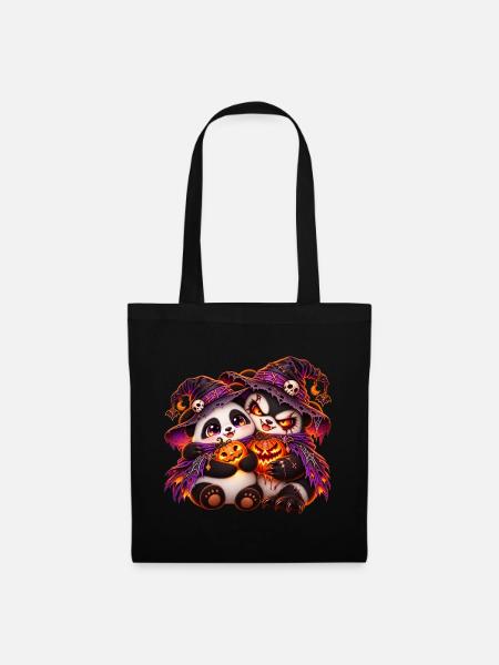 Pand'Halloween Panda-Kuschung (Yin-Yang) - Stoffbeutel - Schwarz