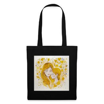 Mutter und Tochter – Liebe in Gold - Stoffbeutel - Schwarz - Vorne