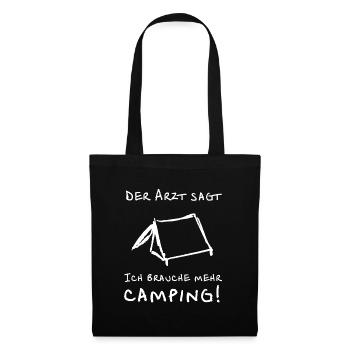 Der Arzt sagt ich brauche mehr Camping - Stoffbeutel - Schwarz - Vorne