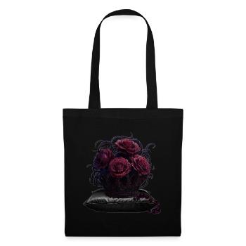 Dark Romance Rosen & Dornenkrone T-Shirt - Stoffbeutel - Schwarz - Vorne