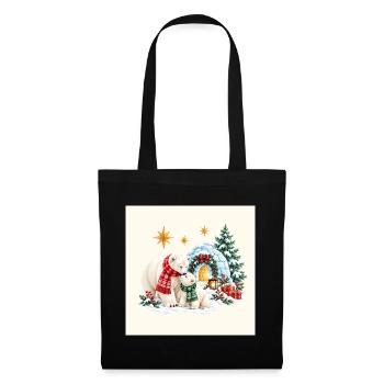 Eisbär-Familie Weihnachtsiglu - Stoffbeutel - Schwarz - Vorne