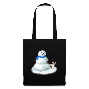 Genervter Schneemann mit Chihuahua - Hundehumor - Stoffbeutel - Schwarz - Vorne