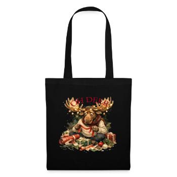 Oh Deer Weihnachtsmoose Geschenk - Stoffbeutel - Schwarz - Vorne