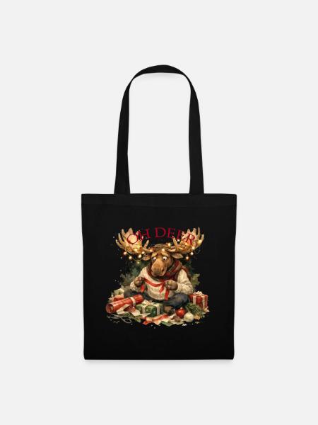 Oh Deer Weihnachtsmoose Geschenk - Stoffbeutel - Schwarz