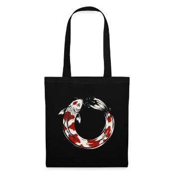 Koi Fische Enso – Japanische Zen Kunst - Stoffbeutel - Schwarz - Vorne