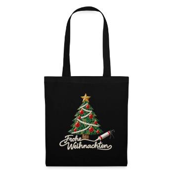Fliesenleger Weihnachten – Mosaik Tannenbaum - Stoffbeutel - Schwarz - Vorne