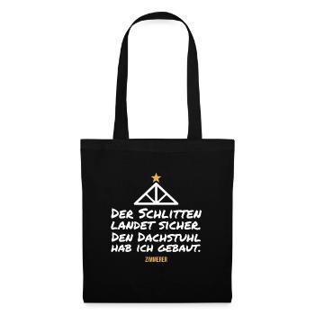 Dachstuhlbauwitz vom Zimmerer - Stoffbeutel - Schwarz - Vorne