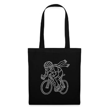 Rennrad Fahrrad Sportler Cartoon Line Art T-Shirt - Stoffbeutel - Schwarz - Vorne