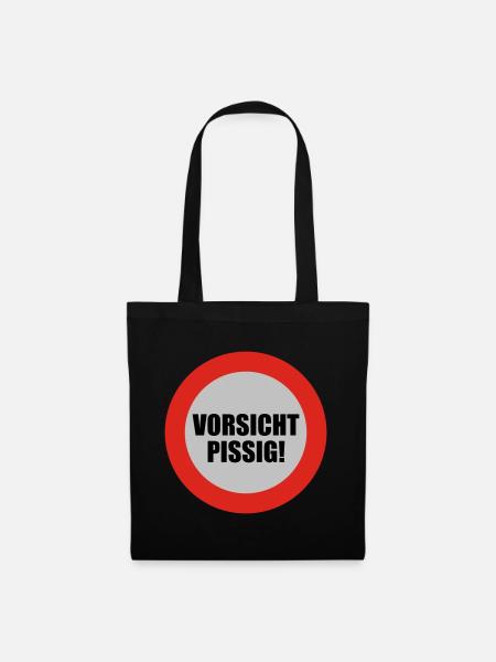 Vorsicht pissig - Stoffbeutel - Schwarz