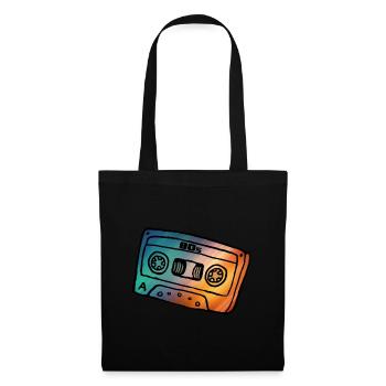 Kassette 80s Musik Geschenk Popmusik Mixtape Tape - Stoffbeutel - Schwarz - Vorne