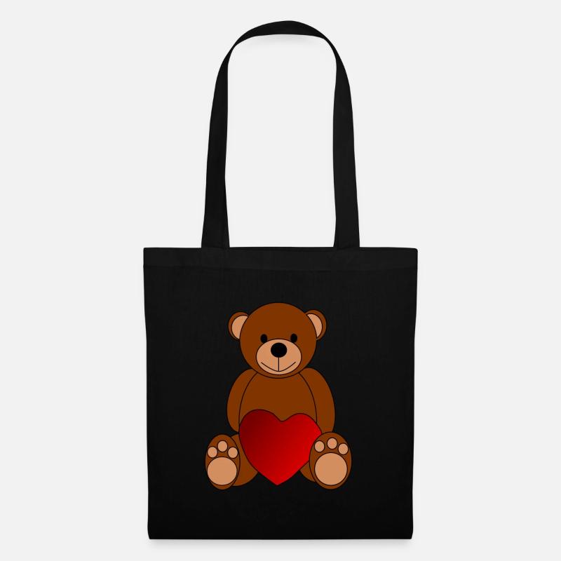 Teddy Bär Herz Bärchen Valentinstag Geschenk Liebe - Stoffbeutel - Schwarz