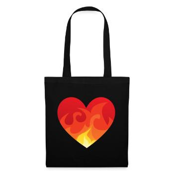 Coeur avec le feu de - Sac en tissu - noir - Devant