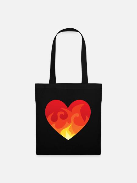 Heart with fire de - Stoffbeutel - Schwarz