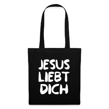JESUS LIEBT DICH - Stoffbeutel - Schwarz - Vorne