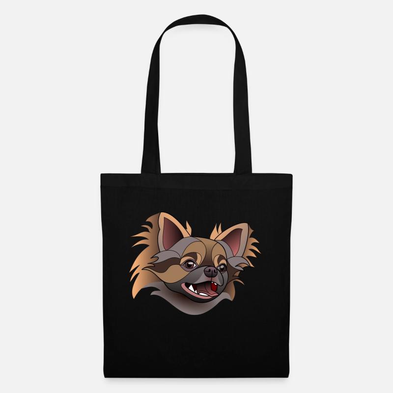 Chihuahua langhaarig - Stoffbeutel - Schwarz