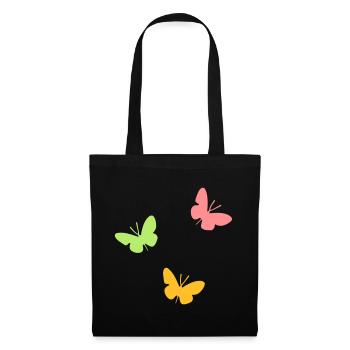 ★ Designfarben änderbar ★ Drei Schmetterlinge - Stoffbeutel - Schwarz - Vorne