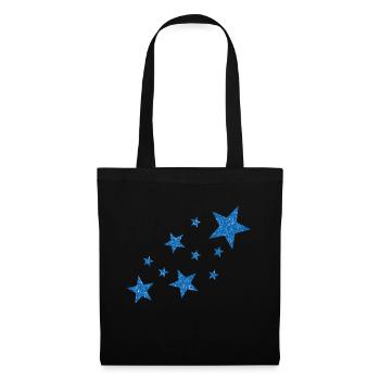 Blaue Sterne mit Schnee - Stoffbeutel - Schwarz - Vorne