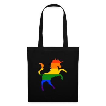 Unicorn LGBT Gay Pride Regenbogen CSD - Stoffbeutel - Schwarz - Vorne