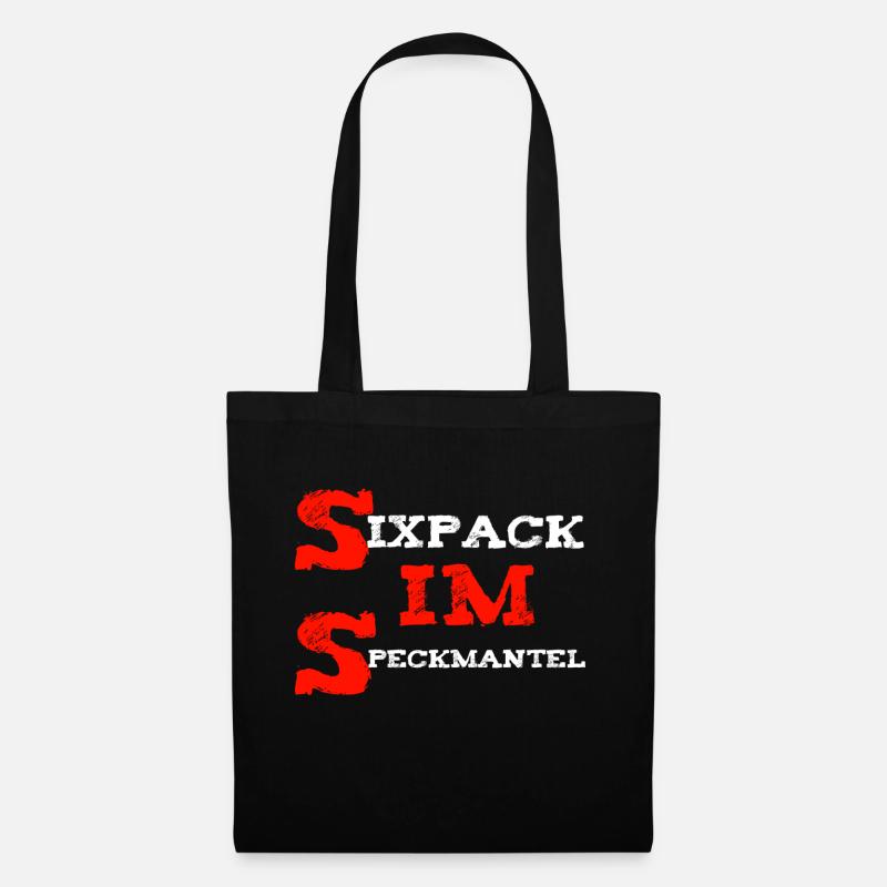 Sixpack,Speckmantel,lustiger Spruch,witzig,Party - Stoffbeutel - Schwarz