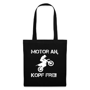 Motor an Kopf frei - Stoffbeutel - Schwarz - Vorne