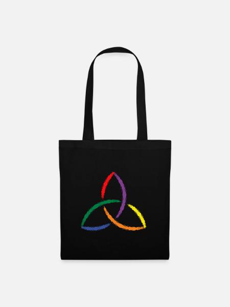 Keltisches Symbol Triquetra Regenbogen - Stoffbeutel - Schwarz
