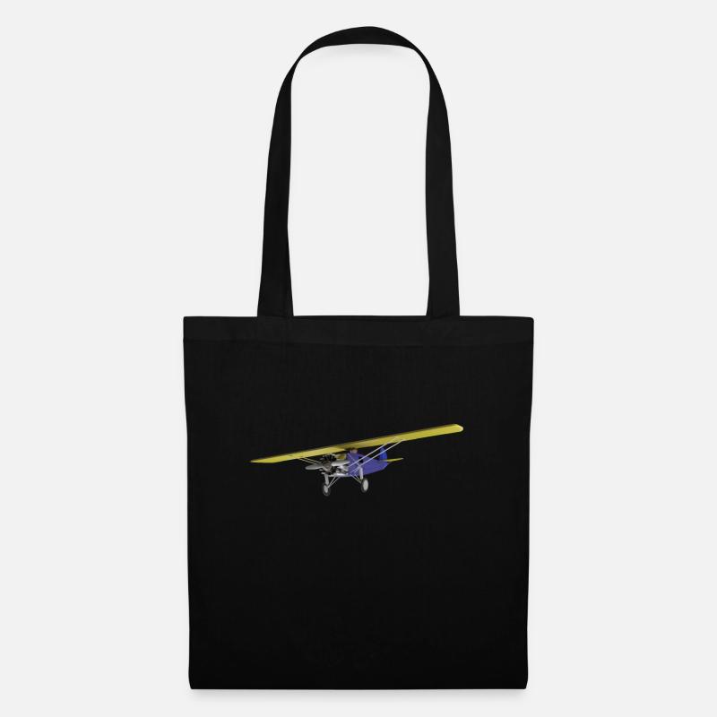 Flugzeug Hochdecker - Stoffbeutel - Schwarz