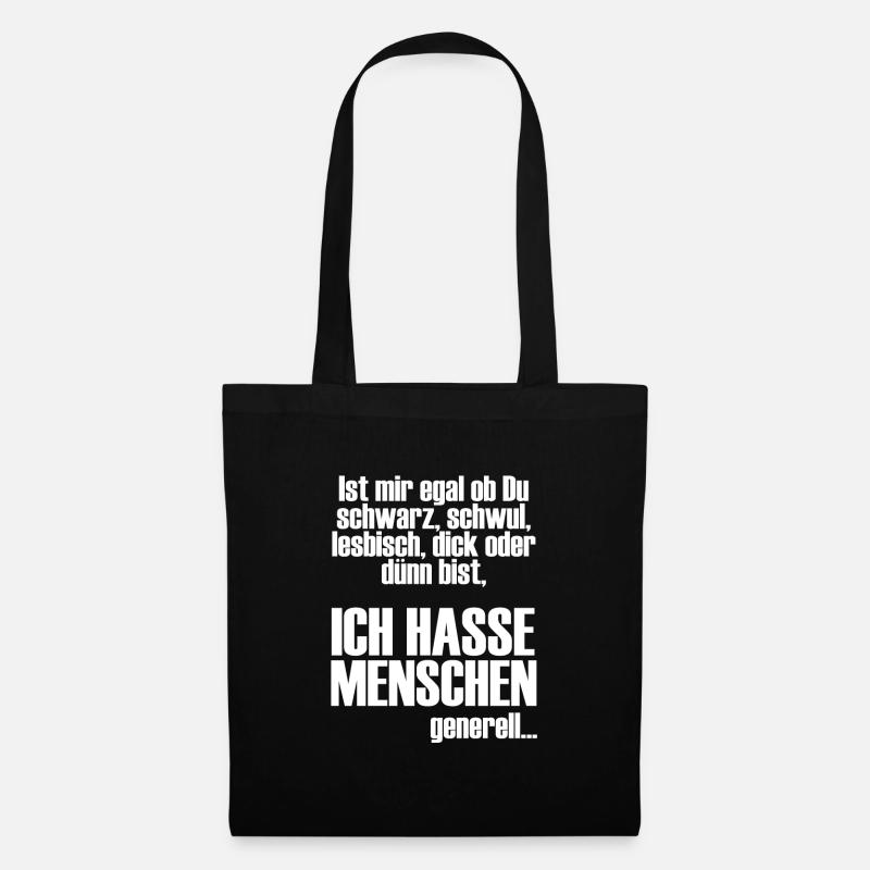 Ich hasse Menschen Sarkasmus Schwarzer Humor - Stoffbeutel - Schwarz