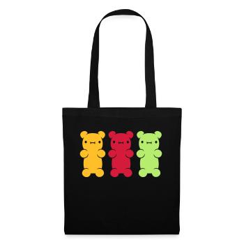 3 bunte Gummibaerchen - Stoffbeutel - Schwarz - Vorne