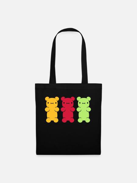 3 bunte Gummibaerchen - Stoffbeutel - Schwarz
