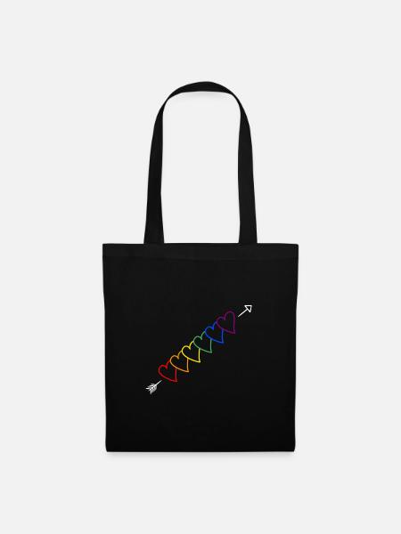 Pfeil Regenbogen LGBT - Stoffbeutel - Schwarz