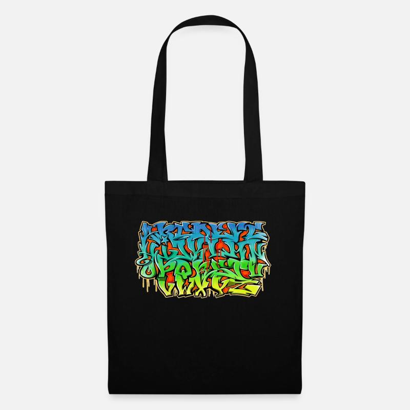 Alphabet de style sauvage de graffiti - Sac en tissu - noir