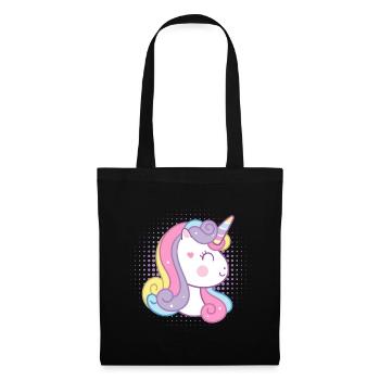 Licorne mignonne - Sac en tissu - noir - Devant