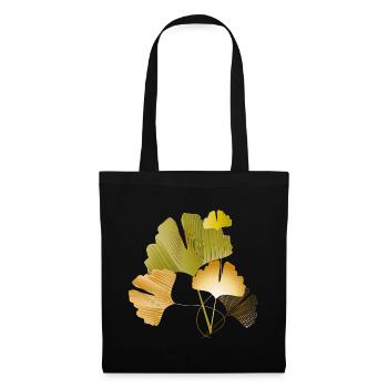 Stilvolle goldene und grüne Ginkgo Blätter - Stoffbeutel - Schwarz - Vorne