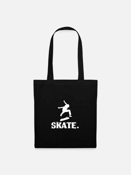 Kickflip Skater Skate Design White - Tote Bag - black