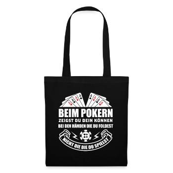 Poker Pokern Ass Casino Hold'em All In Geschenk - Stoffbeutel - Schwarz - Vorne