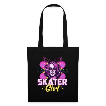 Skater Girl Longboard Skateboard Geschenkidee - Stoffbeutel - Schwarz - Vorne