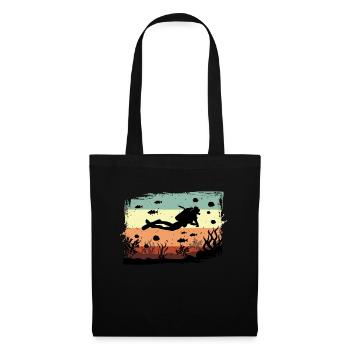 Plongée Plongeur Scuba mer Eau Idée cadeau - Sac en tissu - noir - Devant