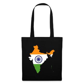 Carte idée cadeau drapeau Inde - Sac en tissu - noir - Devant