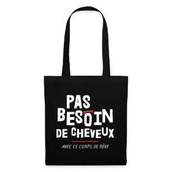 Cadeau - Humour - Cheveux - Calvitie - Rigolo - Sac en tissu - noir - Devant