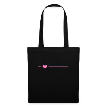 Linie Herz Strich Ornament Rosa - Stoffbeutel - Schwarz - Vorne