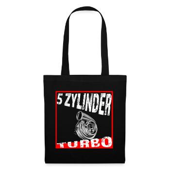 5 Zylinder Fünf Zylinder - Stoffbeutel - Schwarz - Vorne