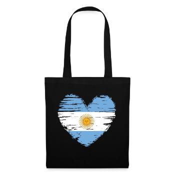 Argentine coeur drapeau blason - Sac en tissu - noir - Devant