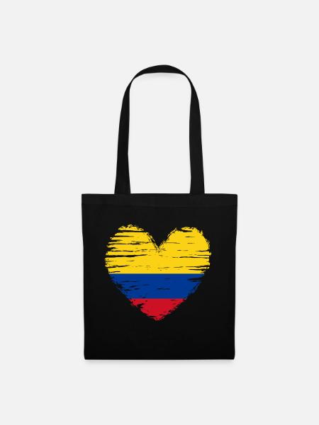 Colombie coeur drapeau blason - Sac en tissu - noir