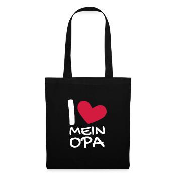 Ich liebe mein Opa - Stoffbeutel - Schwarz - Vorne