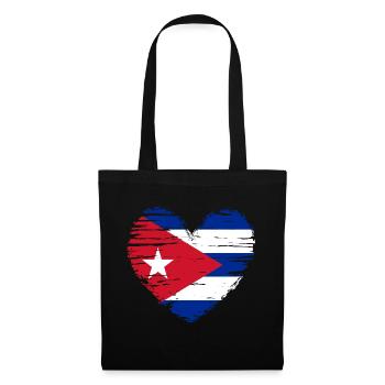 Cuba coeur drapeau blason - Sac en tissu - noir - Devant